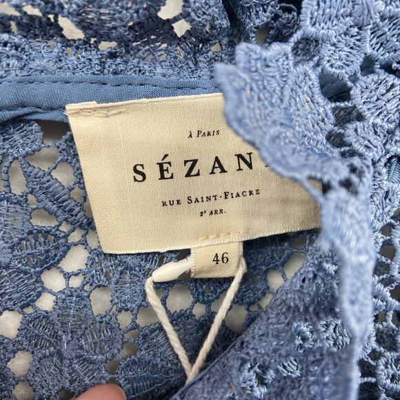 Sezane Blue Lace Blouse - Picture 3 of 8